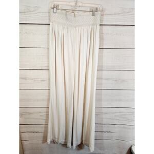 April Kiss Womens Beige‎ Elastic Waist Wide Leg Casual Pants Linen Blend Size XL